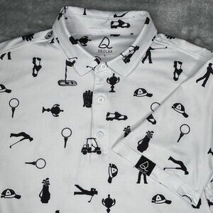 Deolax Polo Shirt Mens Large All Over Print Golf Performance Stretch Golfer